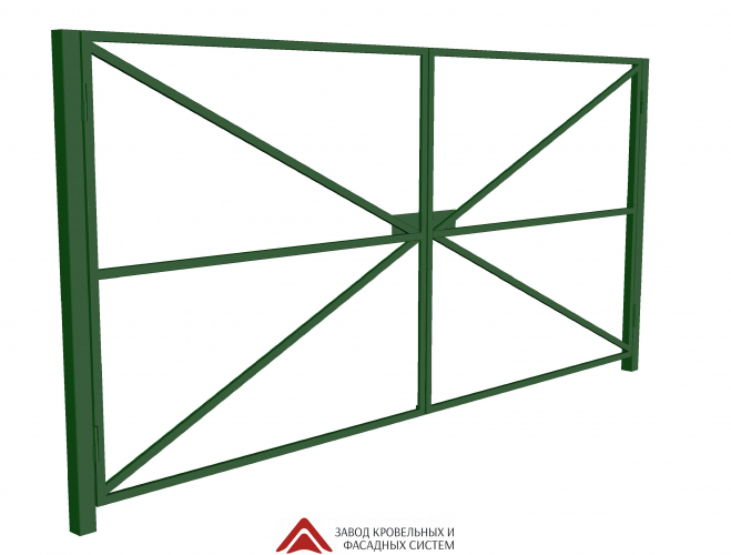 Ворота распашные без наполнения-труба 40*20,ш-4м,Н-1,6м, столб 80*80*3000, откр.наружу Грунт