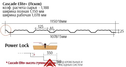 Металлочерепица Cascade Elite 21 Granit Matt Pural (Односторонний, матовый) 0,5мм