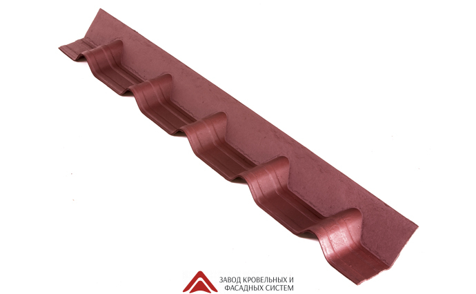 Конек Ондувилла основание (покрывающий фартук) 1.02м Красный 3D