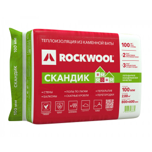 Плита ROCKWOOL Лайт Баттс СКАНДИК 30кг/м3 600*800*50 (12шт/уп  5,76м2  0,288м3)