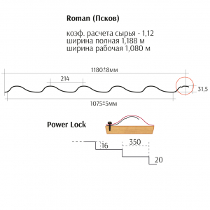Металлочерепица Roman Granit Pural (Односторонний, глянцевый) 0,5мм